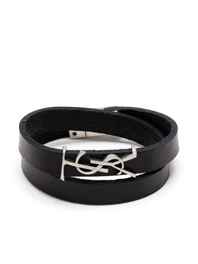 Saint Laurent Opyum Double-wrap Bracelet In Black