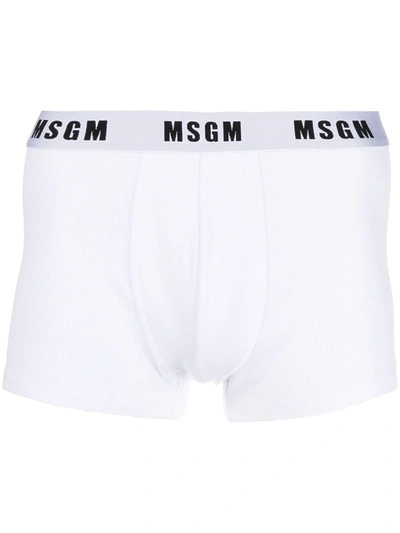 Msgm Logo Jacquard Waistband Boxers In White