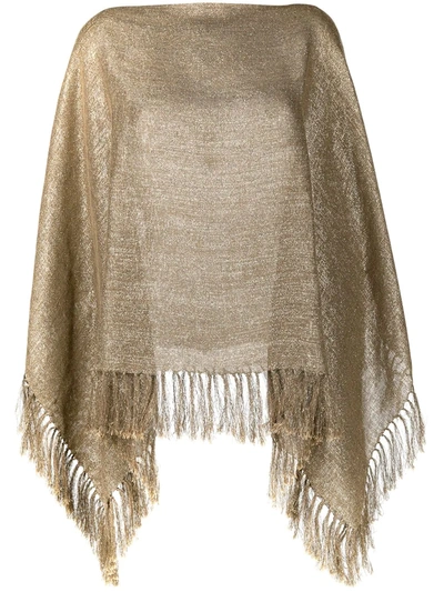 Brunello Cucinelli Metallic Fine Knit Poncho In Brown