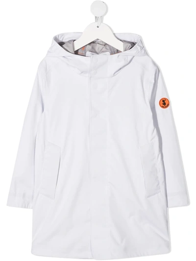 Save The Duck Kids' Midi Hooded Coat In White