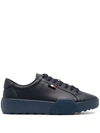MONCLER BLUE LEATHER TRAINERS