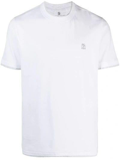 Brunello Cucinelli Logo-embroidered Cotton-jersey T-shirt In Grey