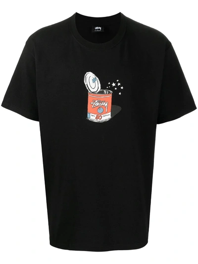 Stussy Can-print Short Sleeved T-shirt In Black