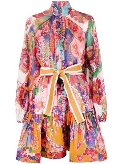 Zimmermann The Lovestruck Printed Cotton And Silk-blend Georgette Mini Dress In Multicolor