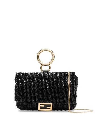 Fendi Baguette Leather Nano Bag In Black