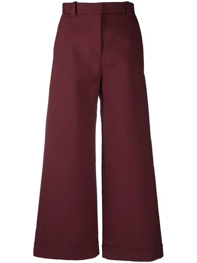 See By Chloé Cropped Cotton-blend Wide-leg Pants In Red