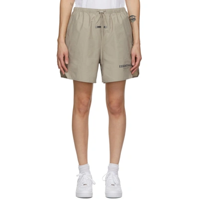 Essentials Grey Volley Shorts In Moss