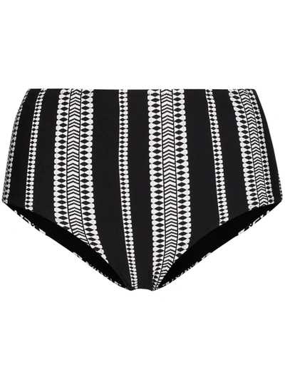 Lemlem Luchia Printed High Waist Bikini Bottom In Black