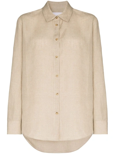 Asceno Milan Long-sleeve Linen Shirt In Neutrals