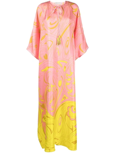 Emilio Pucci Dinamica Print Silk Kaftan-style Dress In Pink