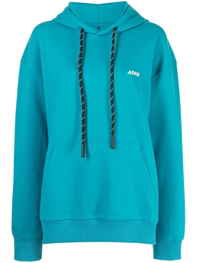 Ader Error Embroidered Logo Hoodie In Blue