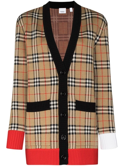 Burberry Vintage Check Oversized Cardigan In Braun