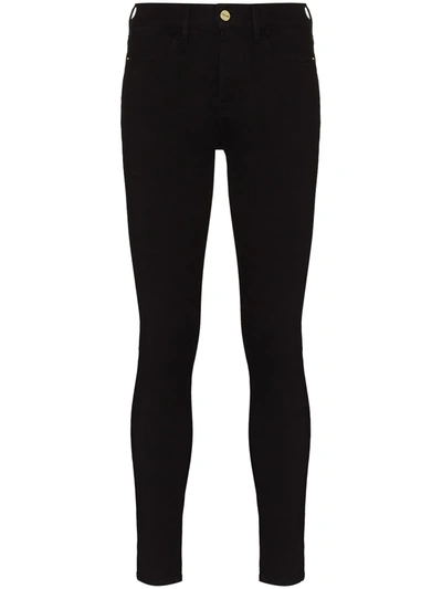 Frame 24 Hour Cropped High-rise Skinny Jeans In Black