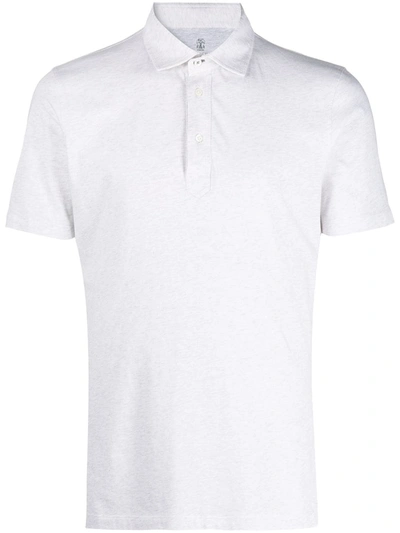 Brunello Cucinelli Short-sleeved Cotton Polo Shirt In Grey