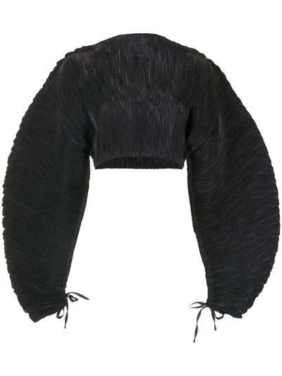 Cult Gaia Mala Plissé Top In Black