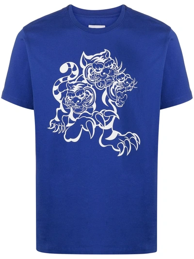 Kenzo X Kansai Yamamoto Three Tigers Printed T-shirt In Blue