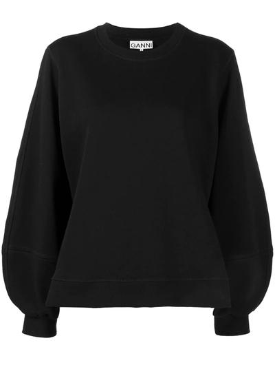 Ganni Recycled Cotton-blend Sweatshirt In Black
