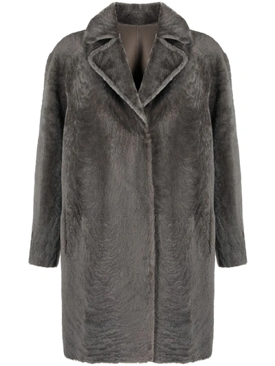 Desa 1972 Reversible Shearling Coat In Grey