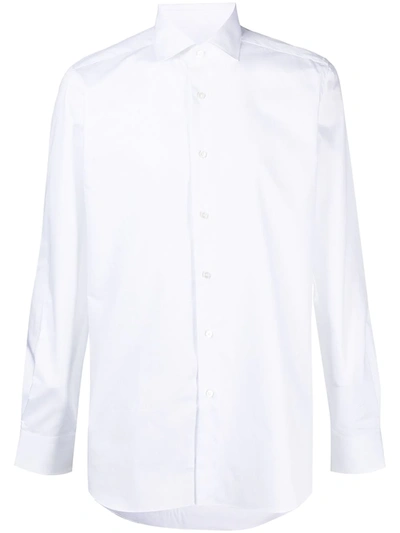 Xacus Pointed Collar Cotton Shirt In White