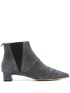 EMPORIO ARMANI PANELLED POINTED TOE ANKLE BOOTS