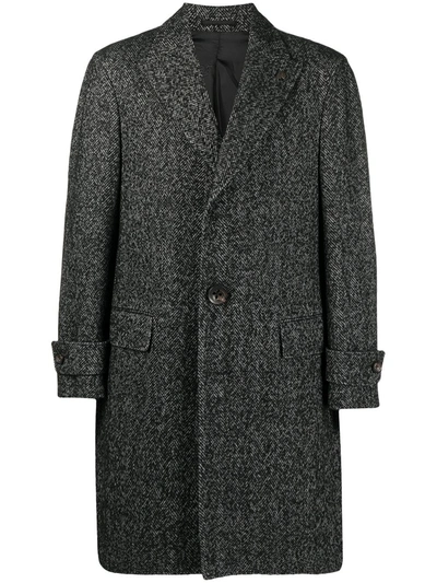 Gabriele Pasini Herringbone Single-breasted Coat In Grey