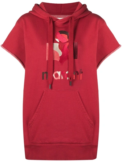 Isabel Marant Étoile Moby Logo Short Sleeve Hoodie In Red