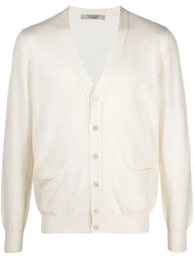 La Fileria For D'aniello Fine Knit V-neck Cardigan In Neutrals