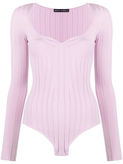 Marco Rambaldi Ribbed Contrast Stitch Top In Pink