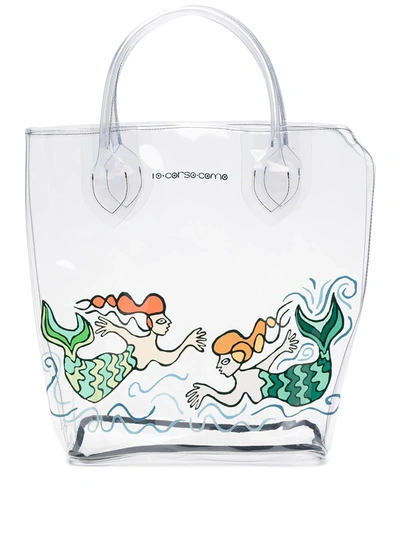 10 Corso Como Large Mermaid-print Transparent Tote Bag In Neutrals