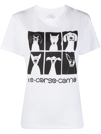 10 Corso Como Dog-print Cotton T-shirt In White