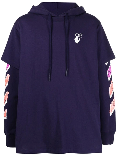 Off-white Marker Arrows Layered Hoodie In Purple