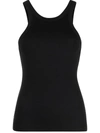 Totême 'espera' Black U Neck Rib Tank Top In Stretch Cotton Woman Toteme In Black