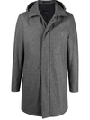 Dell'oglio Hooded Single Breasted Coat In Grey