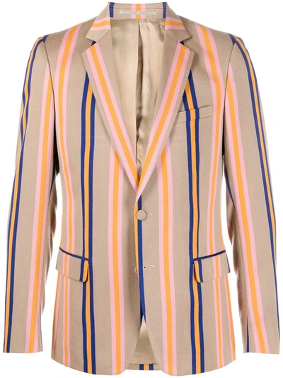 Pre-owned Walter Van Beirendonck Sharp Stripe-print Blazer In Brown