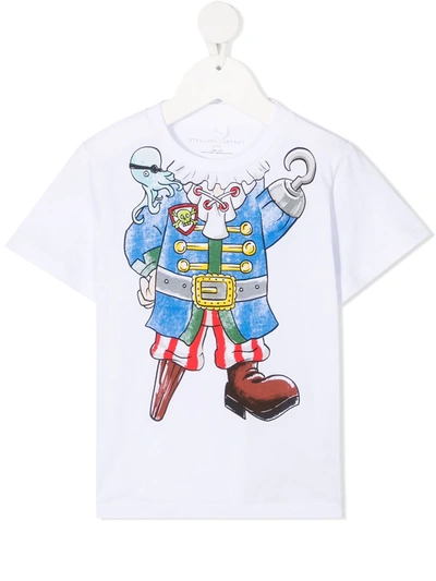 Stella Mccartney Kids' Trompe-l'oeil Pirate Cotton T-shirt In White