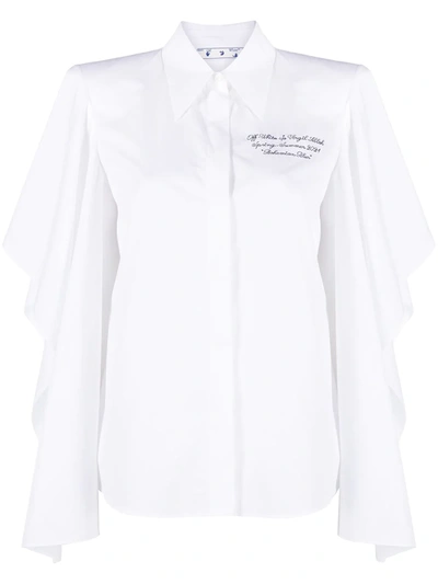 Off-white Embroidered Billowing-sleeve Shirt In White