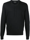 Tom Ford Cotton & Modal Ribbed Henley T-shirt In Black