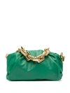 Bottega Veneta Medium Ruched Napa Chain Pouch Bag In Racing Green Gold