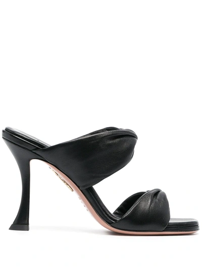 Aquazzura Twist 95mm Leather Sandals In Black