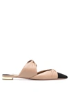 AQUAZZURA TWIST LEATHER FLAT MULES