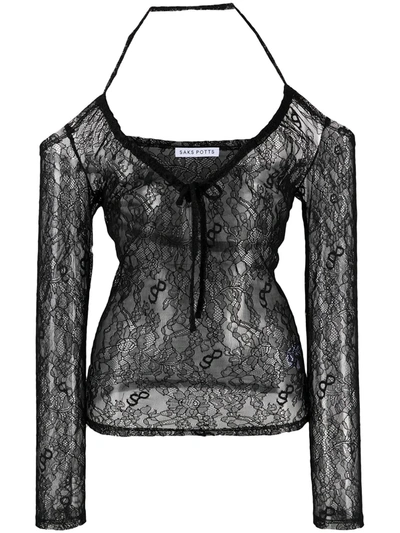 Saks Potts Lace-trimmed V-neck Top In Black | ModeSens