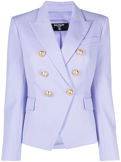 Balmain Double-breasted Lilac Viscose Blazer In Light Purple