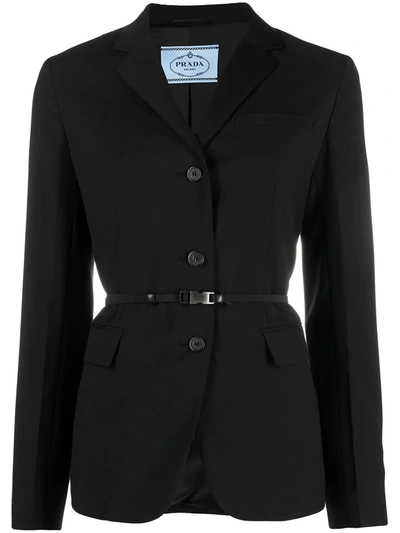 Prada Belted Blazer Jacket In Black