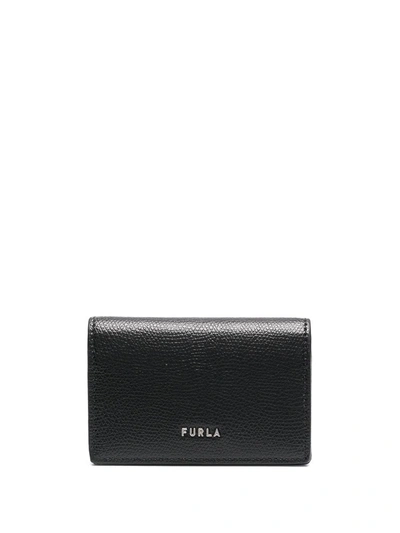 Furla Logo-lettering Leather Wallet In Black