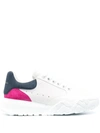 Alexander Mcqueen Colorblock Mixed Leather Trainer Sneakers In Navy/pink