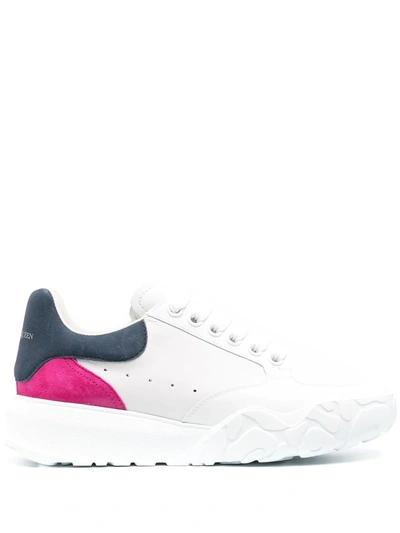 Alexander Mcqueen Colorblock Mixed Leather Trainer Sneakers In White