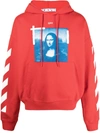 Off-white Orange Mona Lisa Print Cotton Hoodie In Orange