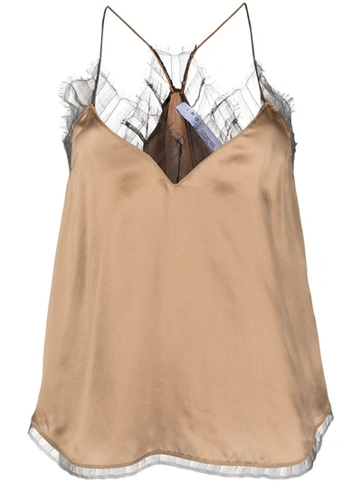 Iro Berwyn Lace-trimmed Silk-charmeuse Camisole In Brown