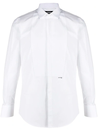 Dsquared2 Logo Print Button-down Shirt In Bianco