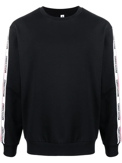 Moschino Logo-tape Cotton-jersey Sweatshirt In Black